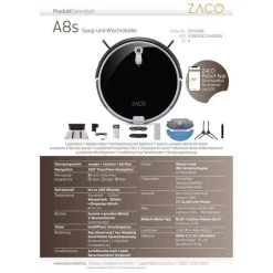 KAYSER ZACO A8s Robot Aspirateur Laveur - Autonomie 160min - Réservoir 300ml... -BISSELL magasin zaco 501900 robot aspirateur laveur a8s autonomie 160min reservoir 300ml puissance 22w 5626848 23193919 1140x1140